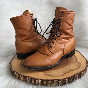 Justin leather roper lace up boots USA